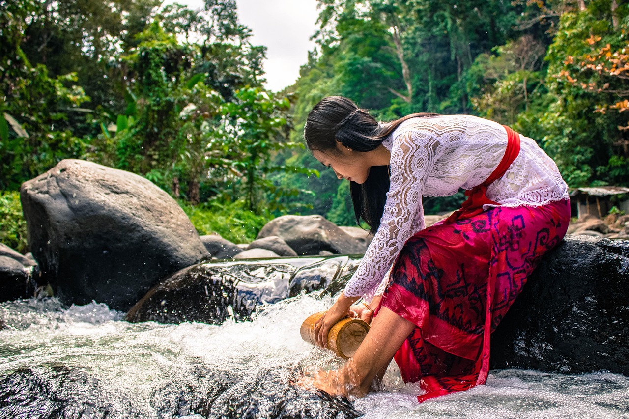 woman, river, fetching water, stream, water, nature, girl, female, traditional wear, traditional clothing, indonesian, southeast asian, lombok island, bali, indonesia, fetching water, indonesian, bali, bali, bali, bali, bali, indonesia